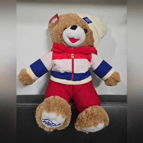 NEW 2024 Snowflake 20"  TEDDY BEAR w Christmas Red-White-Blue Ski Jacket & Hat - Picture 2 of 6